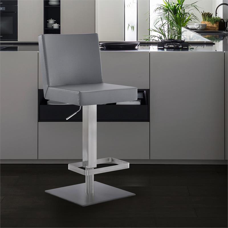 gray leather swivel bar stools