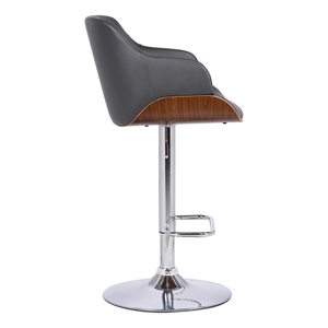 Armen Living Toby 33&quot Modern Faux Leather Adjustable Bar Stool in Gray