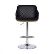 Armen Living Toby Modern Faux Leather Adjustable Bar Stool in Black and Walnut