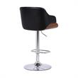Armen Living Toby Modern Faux Leather Adjustable Bar Stool in Black and Walnut