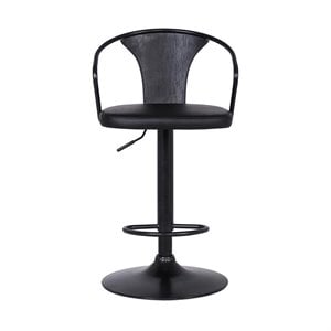 Armen Living Eagle 32&quot Modern Faux Leather Adjustable Bar Stool in Black