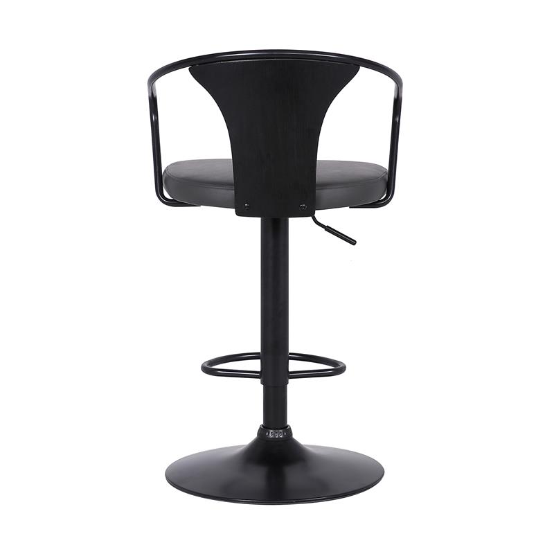 Armen Living Eagle Modern Faux Leather Adjustable Bar Stool in Gray and Black