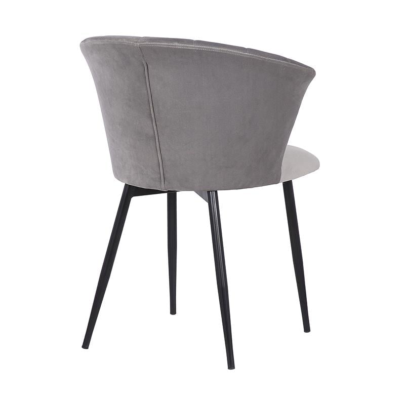 Armen Living Lulu Modern Velvet & Metal Dining Arm Chair in Gray/Black