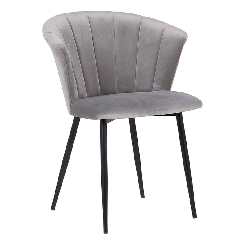 Armen Living Lulu Modern Velvet & Metal Dining Arm Chair in Gray/Black
