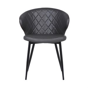 Armen Living Ava Modern Faux Leather Dining Arm Chair in Gray and Black