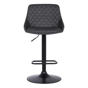Armen Living Anibal Modern Faux Leather Adjustable Barstool in Black and Gray