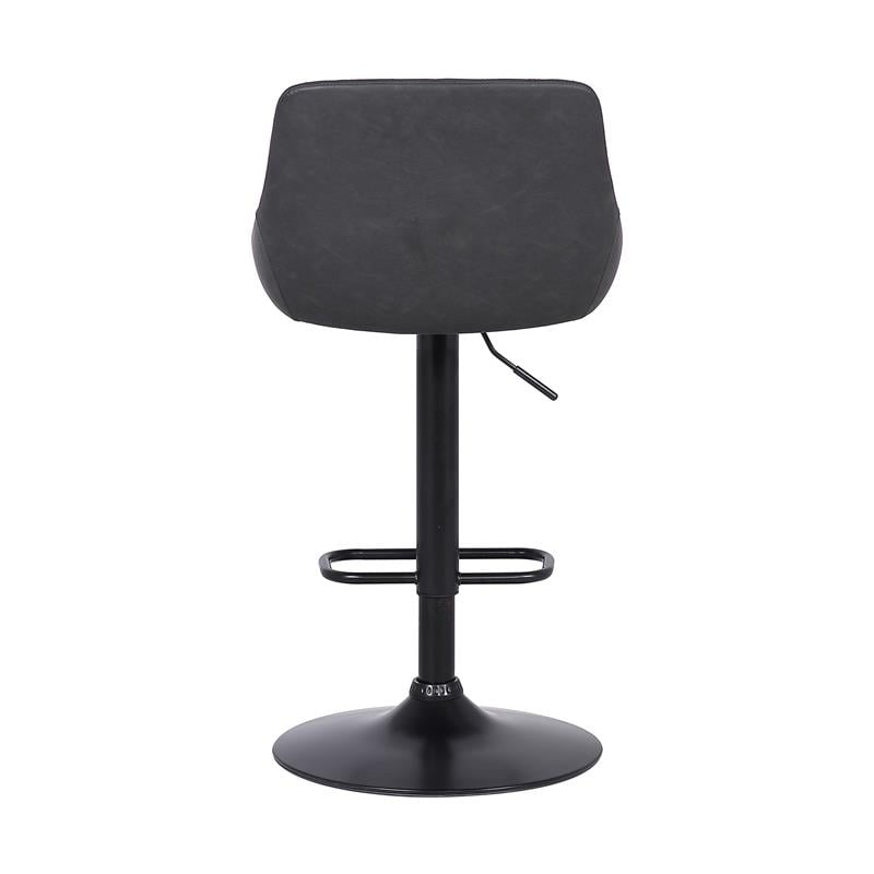 Armen Living Anibal Modern Faux Leather Adjustable Barstool in Black and Gray