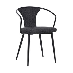 armen living francis fabric dining chair in black powder coated finish and black