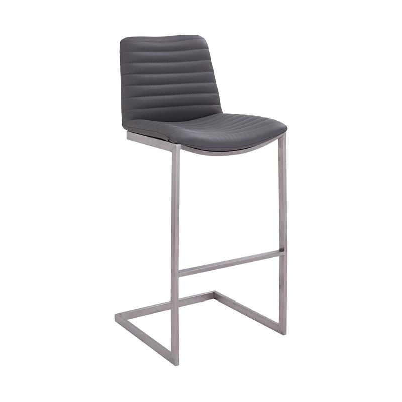 Armen Living Lucas 30 Faux Leather Bar Stool In Gray Lclubabsgr30