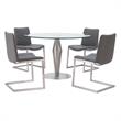 Armen Living April Faux Leather & Metal Dining Chair in Gray/Silver (Set of 2)