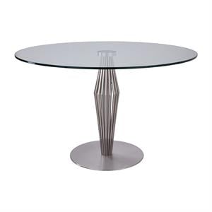 Armen Living Lindsey Stainless Steel & Glass Dining Table in Gray/Chrome
