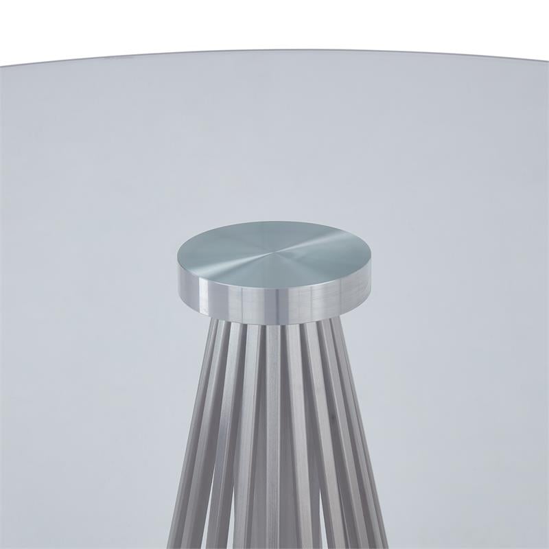 Armen Living Lindsey Stainless Steel & Glass Dining Table in Gray/Chrome