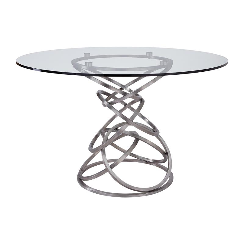 Armen Living Wendy Contemporary / Modern Stainless Steel Dining Table in Chrome