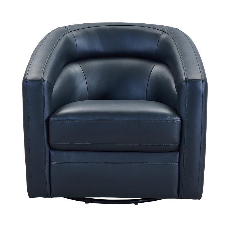 Armen Living Desi Modern Leather Swivel Accent Chair in Black