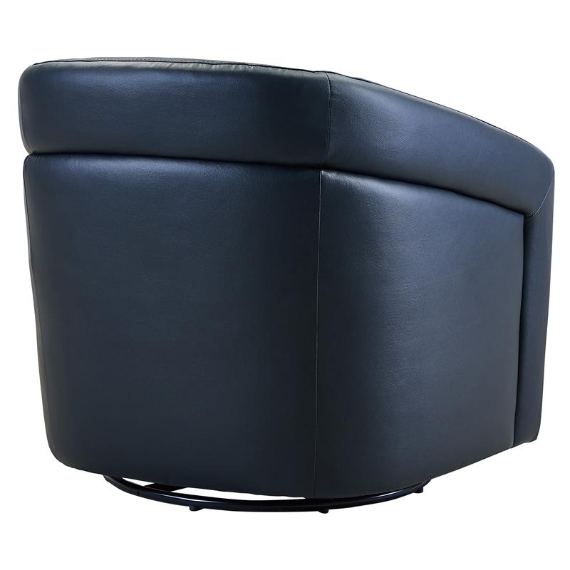 Armen Living Desi Modern Leather Swivel Accent Chair in Black