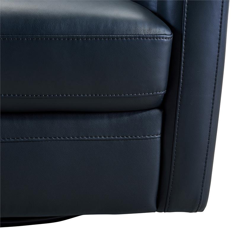 Armen Living Desi Modern Leather Swivel Accent Chair in Black