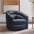 Armen Living Desi Modern Leather Swivel Accent Chair in Black