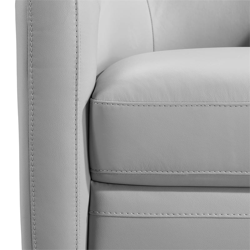 Armen Living Desi Modern Leather Swivel Accent Chair in Gray