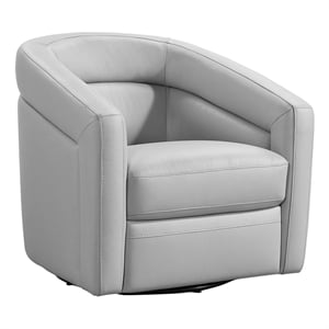 Armen Living Desi Modern Leather Swivel Accent Chair in Gray