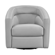 Armen Living Desi Modern Leather Swivel Accent Chair in Gray