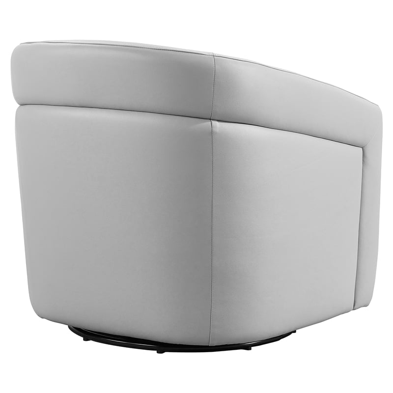 Armen Living Desi Modern Leather Swivel Accent Chair in Gray