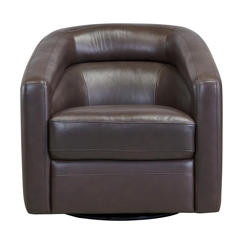 Armen Living Desi Contemporary Leather Swivel Accent Chair in Espresso