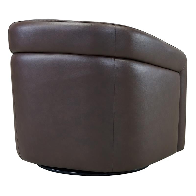 Armen Living Desi Contemporary Leather Swivel Accent Chair in Espresso