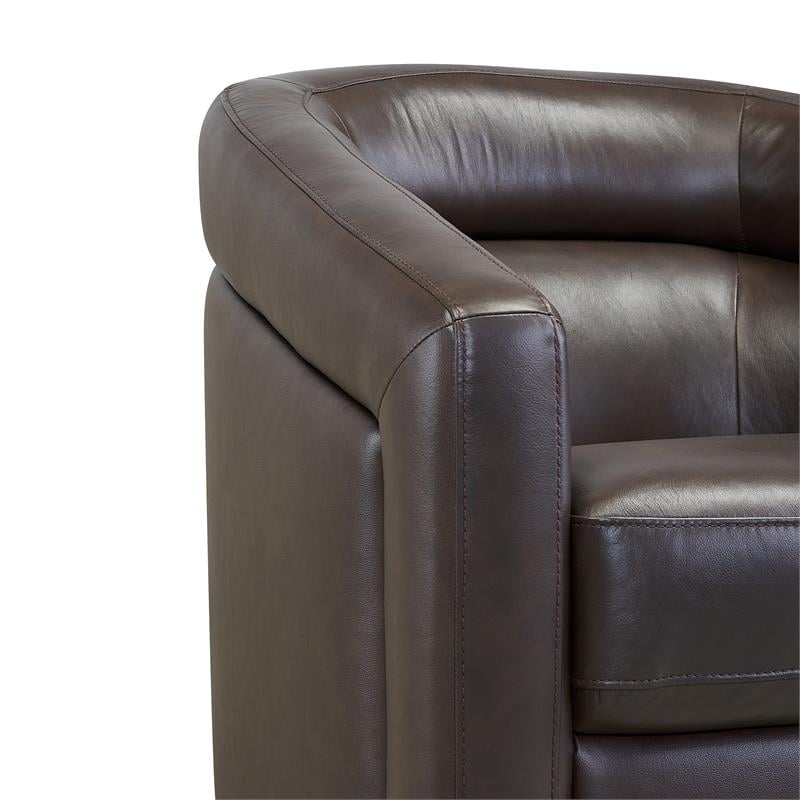 Armen Living Desi Contemporary Leather Swivel Accent Chair in Espresso