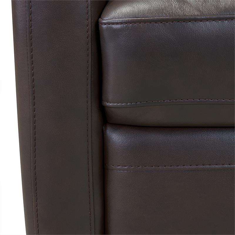 Armen Living Desi Contemporary Leather Swivel Accent Chair in Espresso