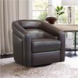 Armen Living Desi Contemporary Leather Swivel Accent Chair in Espresso