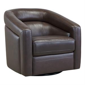 armen living desi genuine leather swivel accent chair