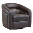 Armen Living Desi Contemporary Leather Swivel Accent Chair in Espresso