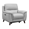 Armen Living Lizette Contemporary Leather Chair with Wood Legs in Gray