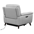 Armen Living Lizette Contemporary Leather Chair with Wood Legs in Gray