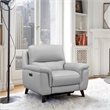 Armen Living Lizette Contemporary Leather Chair with Wood Legs in Gray