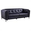 Armen Living Primrose Contemporary Genuine Leather Sofa in Blue