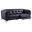 Armen Living Primrose Contemporary Genuine Leather Sofa in Blue