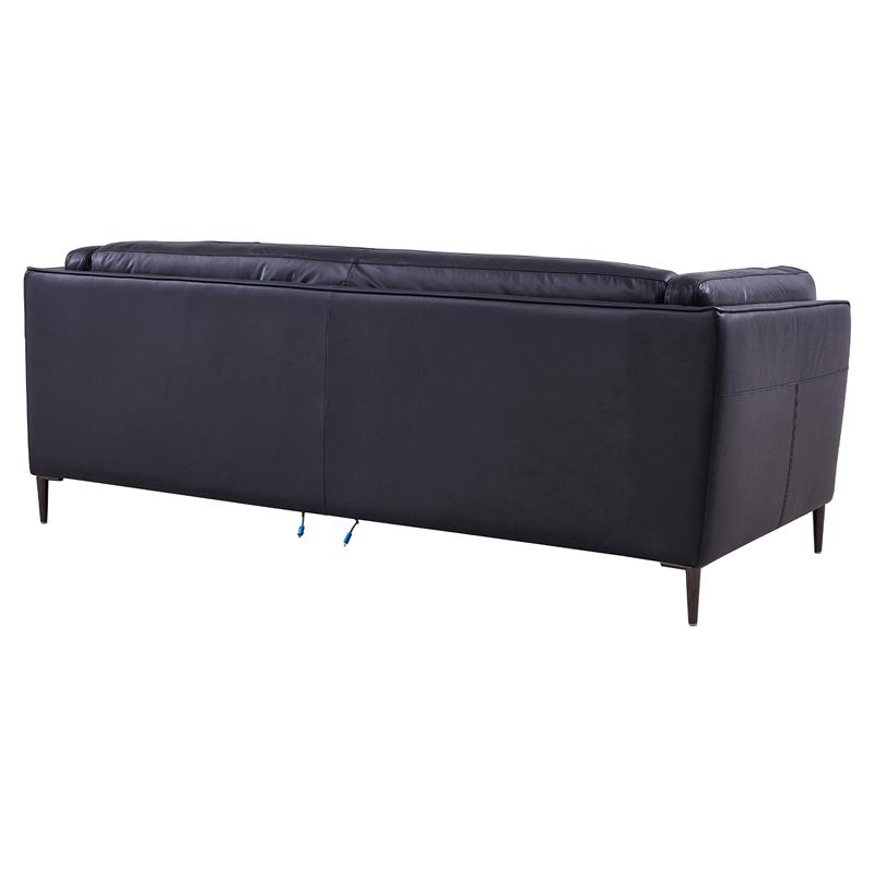 Armen Living Primrose Contemporary Genuine Leather Sofa in Blue