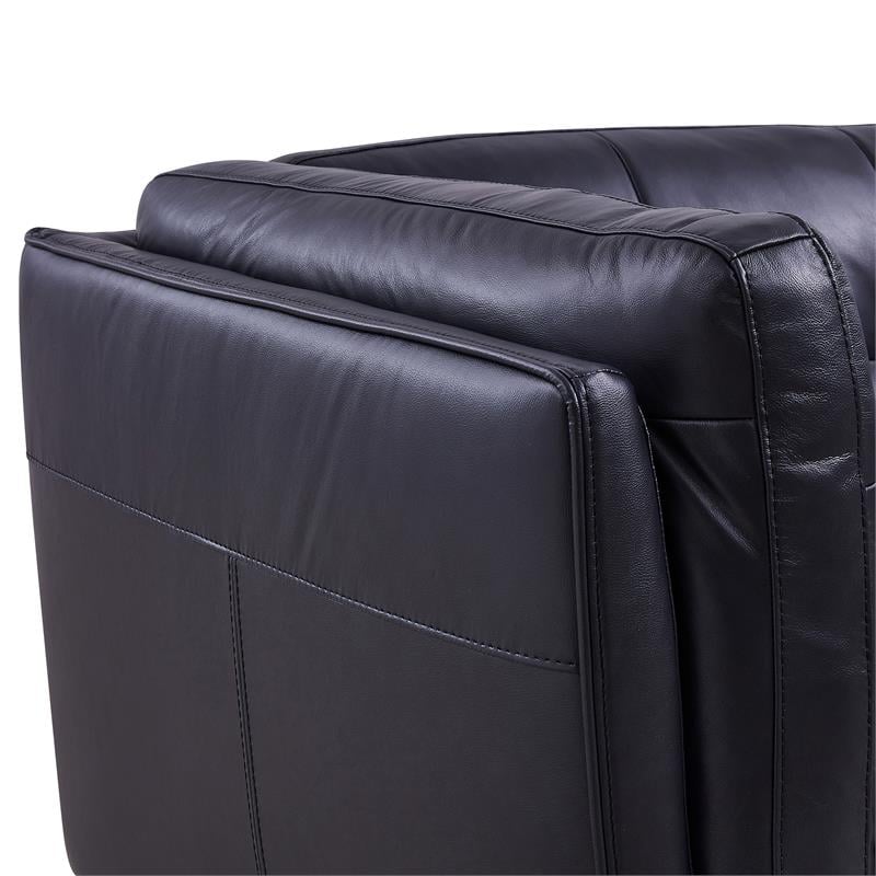Armen Living Primrose Contemporary Genuine Leather Sofa in Blue