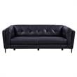 Armen Living Primrose Contemporary Genuine Leather Sofa in Blue