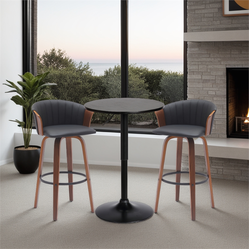 Armen Living Bentley Contemporary Metal Adjustable Pub Table in Black