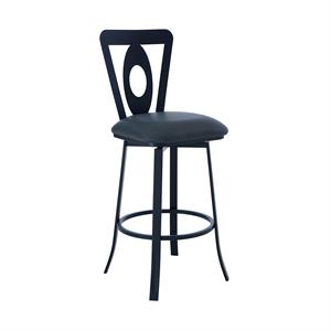 Armen Living Lola 26&quot Modern Faux Leather Bar stool in Gray and Matte Black