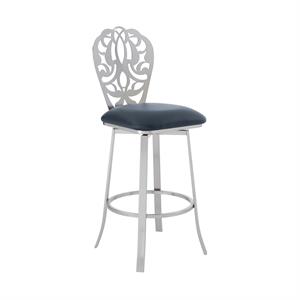 Armen Living Cherie 26&quot Modern Faux Leather Bar stool in Gray