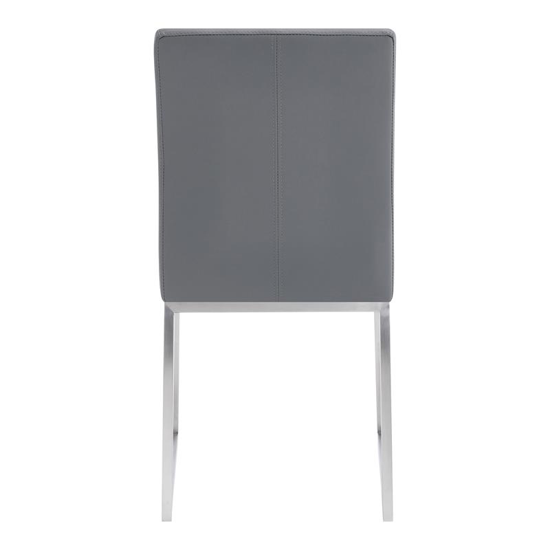 Armen Living Trevor Modern Faux Leather Dining Chair in Gray (Set of 2)