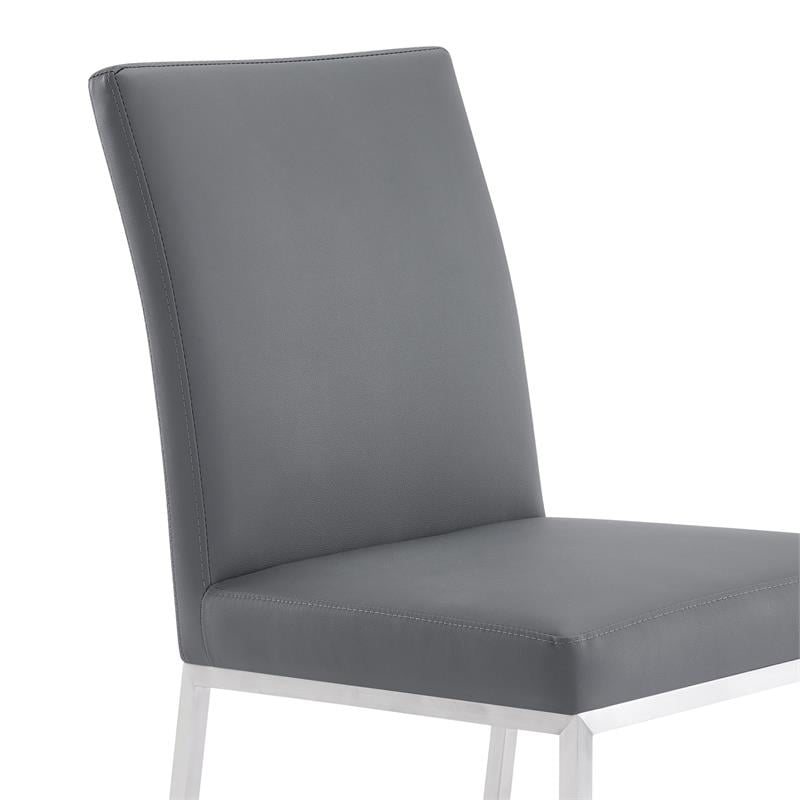 Armen Living Trevor Modern Faux Leather Dining Chair in Gray (Set of 2)