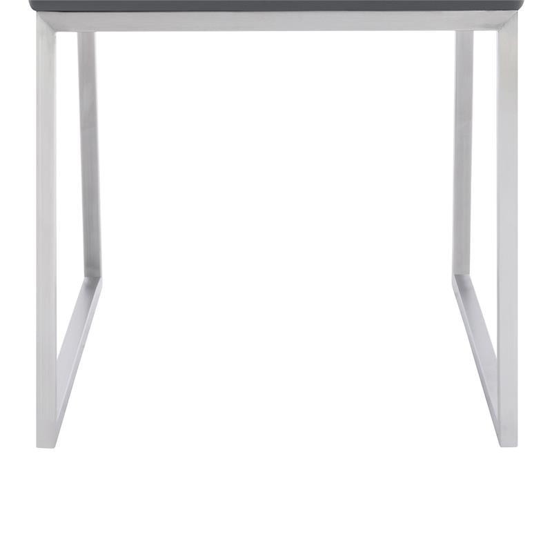 Armen Living Trevor Modern Faux Leather Dining Chair in Gray (Set of 2)