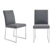 Armen Living Trevor Modern Faux Leather Dining Chair in Gray (Set of 2)