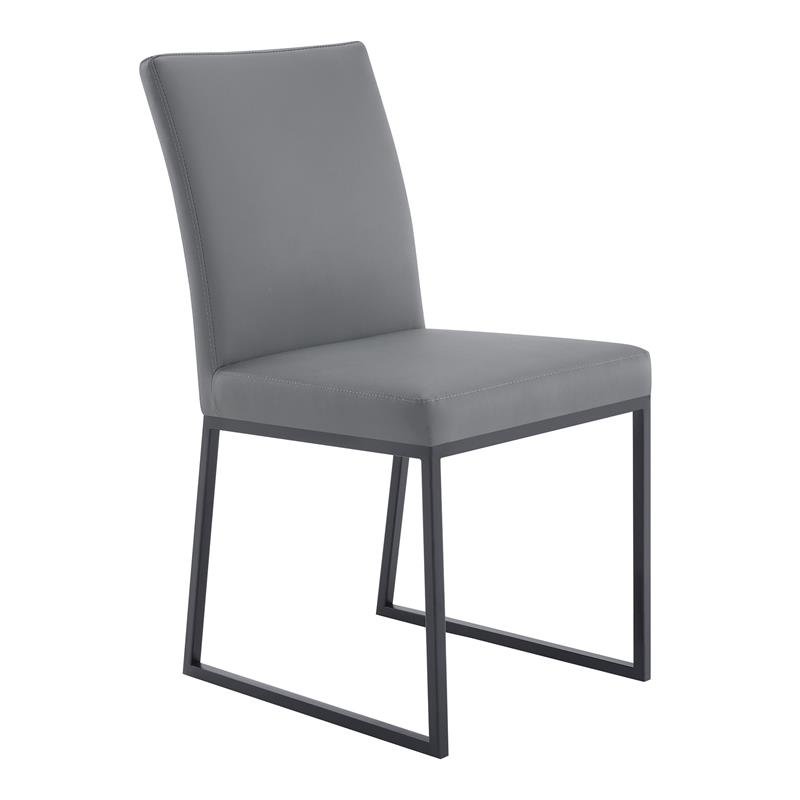 Armen Living Trevor Modern Faux Leather Dining Chair in Black (Set of 2)
