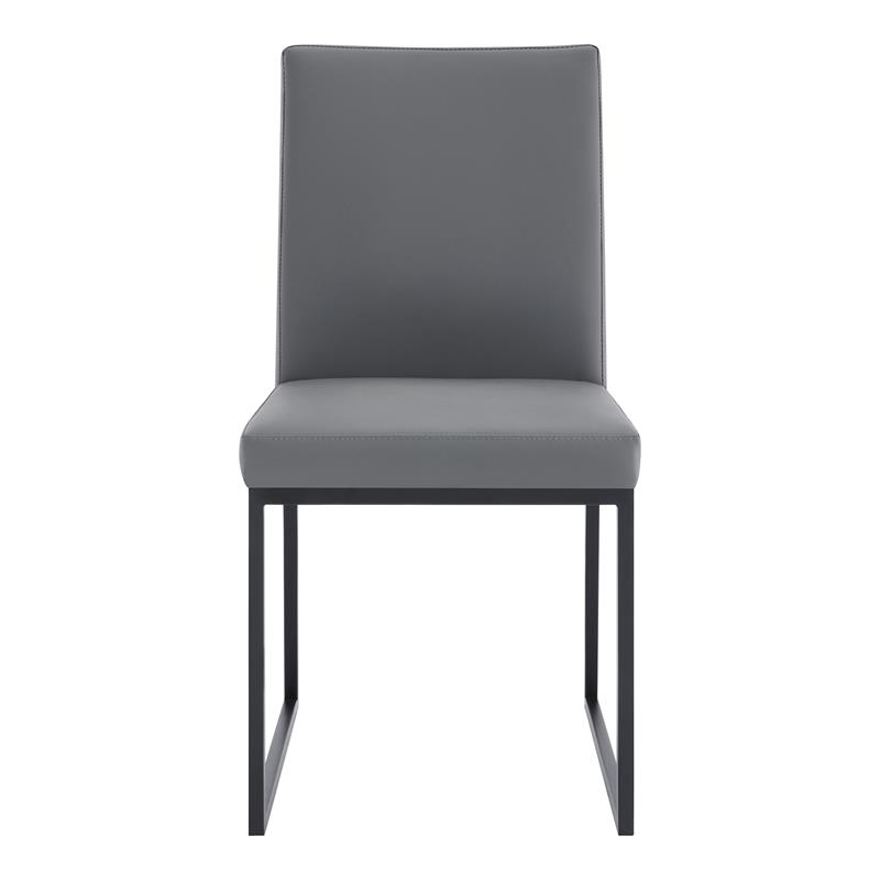 Armen Living Trevor Modern Faux Leather Dining Chair in Black (Set of 2)