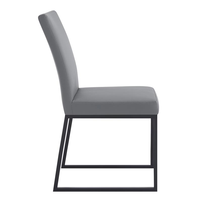 Armen Living Trevor Modern Faux Leather Dining Chair in Black (Set of 2)